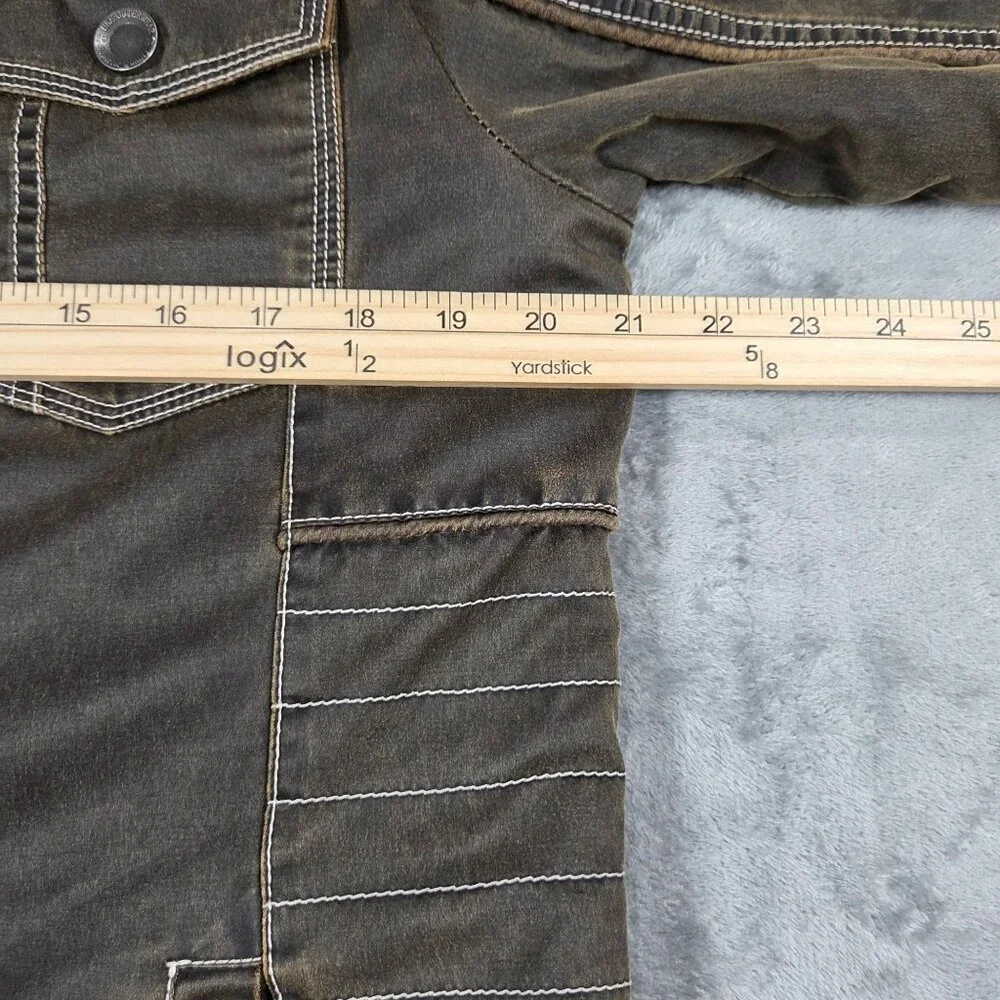 Buckle BKE Jacket Mens Small Brown Antique Washed Bomber Quilt Lined Coat